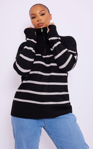 Womens Plus Knitted Slouchy Striped Half Zip Jumper - XXL - NastyGal UK (+IE) - Modalova