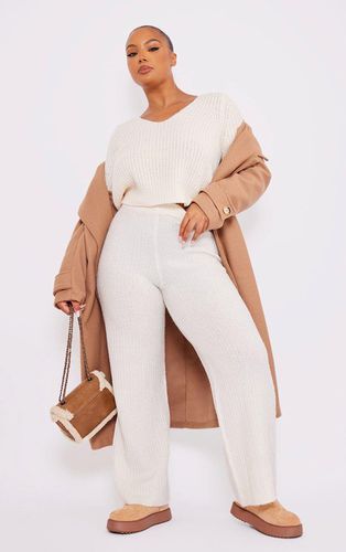 Womens Plus Cream Soft Knit Wide Leg Trousers - - XL - NastyGal UK (+IE) - Modalova