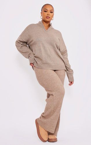 Womens Plus Taupe Soft Knit Wide Leg Trousers - - XL - NastyGal UK (+IE) - Modalova