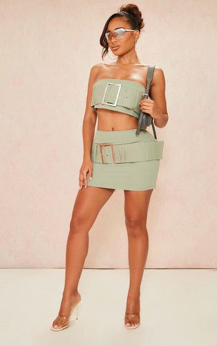 Womens Shape Khaki Woven Belted Micro Mini Skirt - - 8 - NastyGal UK (+IE) - Modalova