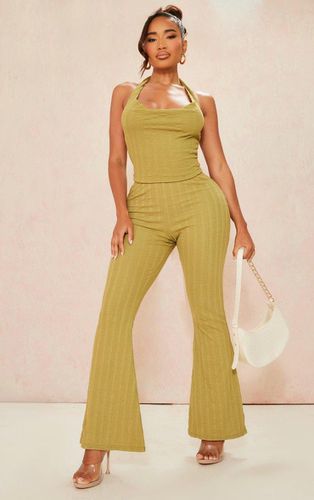 Womens Shape Olive Rib High Waist Flare Trousers - - 10 - NastyGal UK (+IE) - Modalova