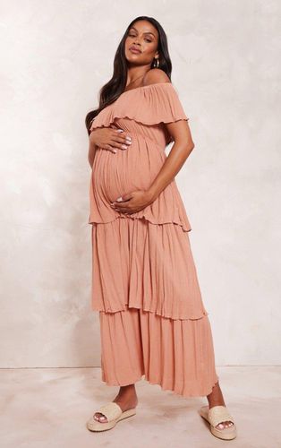 Womens Maternity Taupe Textured Frill Detail Maxi Dress - - 6 - NastyGal UK (+IE) - Modalova