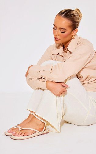 Womens Cream Wide Fit PU Raffia Edge Flip Flop Sandals - - 3 - NastyGal UK (+IE) - Modalova
