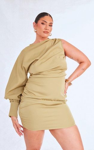Womens Plus Sage One Sleeve Ruched Woven Bodycon Dress - 26 - NastyGal UK (+IE) - Modalova
