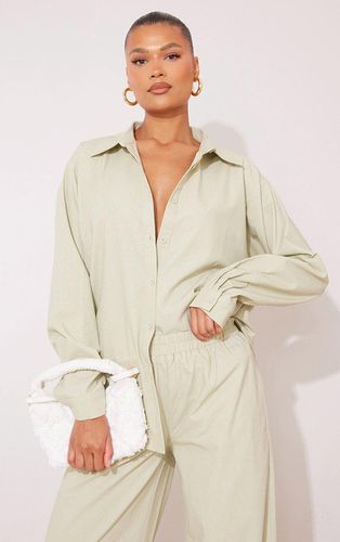 Womens Sage Khaki Linen Look Oversize Button Up Shirt - - 4 - NastyGal UK (+IE) - Modalova