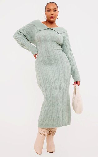Womens Plus Sage Cable Fold Over Maxi Knit Dress - XXL - NastyGal UK (+IE) - Modalova