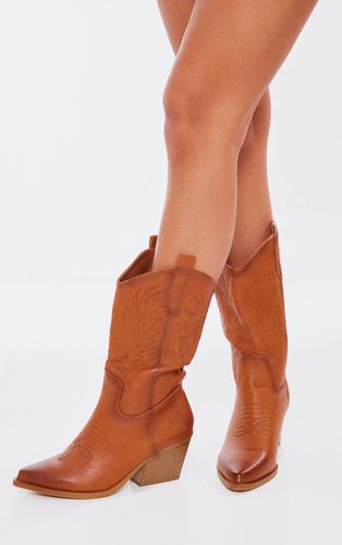 Womens Camel Faux Leather Point Toe Stitch Heeled Western Boots - - 3 - NastyGal UK (+IE) - Modalova