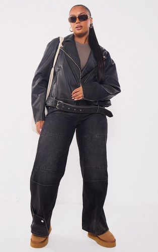 Womens Plus Vintage Faux Leather Oversized Zip Up Biker Jacket - 16 - NastyGal UK (+IE) - Modalova