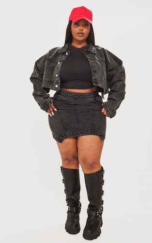 Womens Plus Washed Seam Detail Denim Asymmetric Mini Skirt - 28 - NastyGal UK (+IE) - Modalova