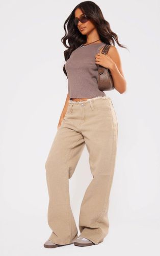 Womens Petite Stone Fray Waist Low Rise Straight Leg Jeans - - 2 - NastyGal UK (+IE) - Modalova