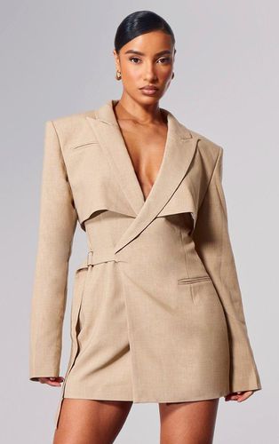Womens PLT Label Light Taupe Tie Side Detail Blazer Dress - - 6 - NastyGal UK (+IE) - Modalova