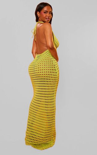 Womens Shape Lime Crochet Knit Halterneck Open Back Maxi Dress - - XS - NastyGal UK (+IE) - Modalova