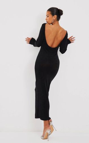 Womens Acetate Slinky Long Sleeve Slash Neck Open Back Maxi Dress - 4 - NastyGal UK (+IE) - Modalova