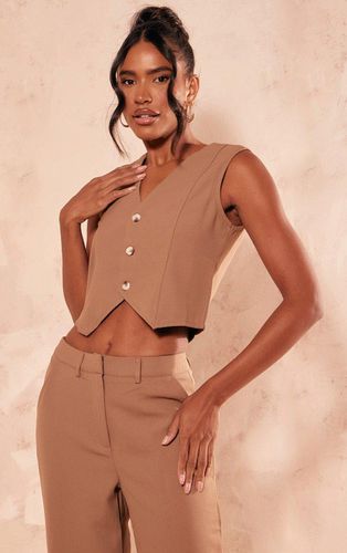 Womens Premium Taupe Textured Tailored Seam Detail Waistcoat - - 8 - NastyGal UK (+IE) - Modalova