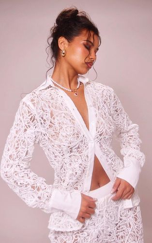Womens Premium Woven Jacquard Lace Fitted Shirt - 4 - NastyGal UK (+IE) - Modalova