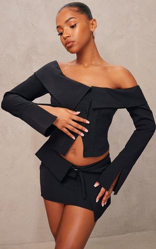 Womens Textured Woven Fold Over Detail Long Sleeve Top - 6 - NastyGal UK (+IE) - Modalova