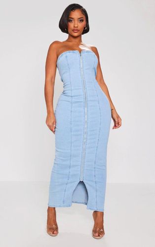 Womens Shape Light Wash Denim Zip Through Maxi Dress - 6 - NastyGal UK (+IE) - Modalova