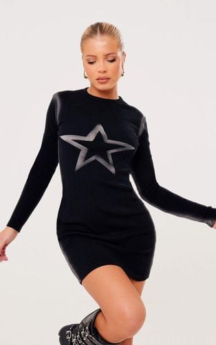 Womens Rib Star Slogan Long Sleeve Bodycon Dress - 4 - NastyGal UK (+IE) - Modalova