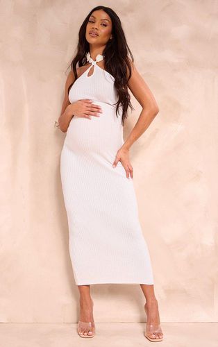 Womens Maternity Cream Rib Knit Flower Detail Maxi Dress - - 10 - NastyGal UK (+IE) - Modalova