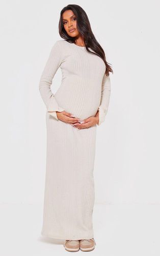 Womens Maternity Cream Brushed Rib Long Sleeve Maxi Dress - - 6 - NastyGal UK (+IE) - Modalova
