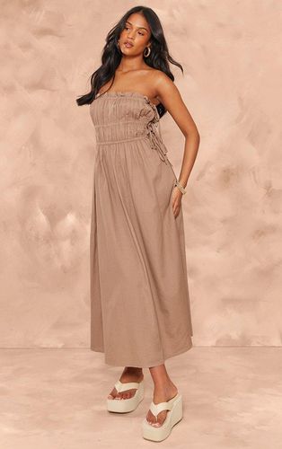 Womens Tall Taupe Faux Linen Look Tie Side Midaxi Dress - - 8 - NastyGal UK (+IE) - Modalova