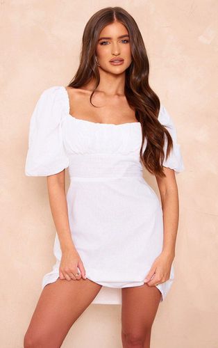 Womens Cream Linen Look Lace Up Back Bodycon Dress - - 4 - NastyGal UK (+IE) - Modalova