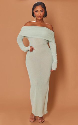Womens Shape Olive Sheer Mesh Bardot Maxi Dress - - 16 - NastyGal UK (+IE) - Modalova