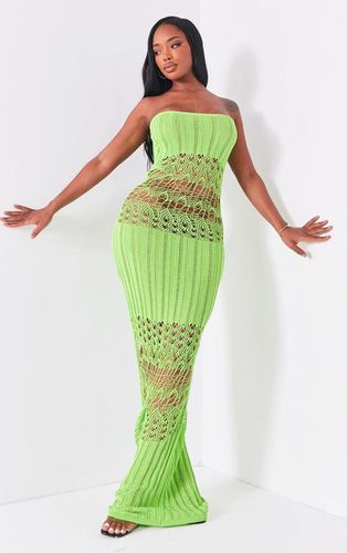 Womens Shape Lime Knit Sheer Panel Bandeau Maxi Dress - - 6 - NastyGal UK (+IE) - Modalova