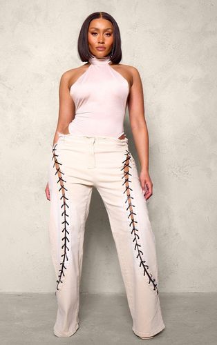 Womens Shape Stone Denim Lace Up Front Raw Waist Wide Leg Jeans - - 6 - NastyGal UK (+IE) - Modalova