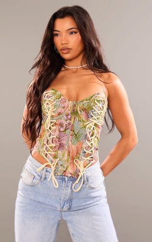Womens Floral Woven Jacquard Lace Up Front Corset - 4 - NastyGal UK (+IE) - Modalova