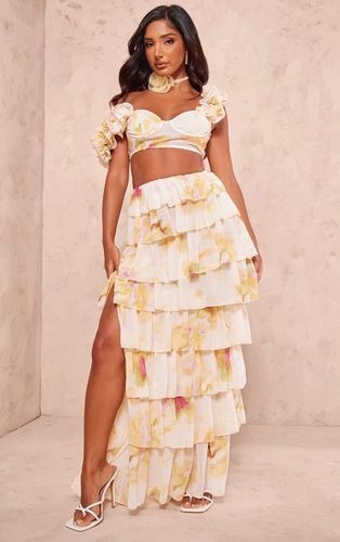 Womens Petite Lemon Floral Ruffle Maxi Skirt - - 8 - NastyGal UK (+IE) - Modalova