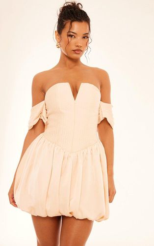 Womens Cream Satin Puffball Bardot Shift Dress - - 6 - NastyGal UK (+IE) - Modalova