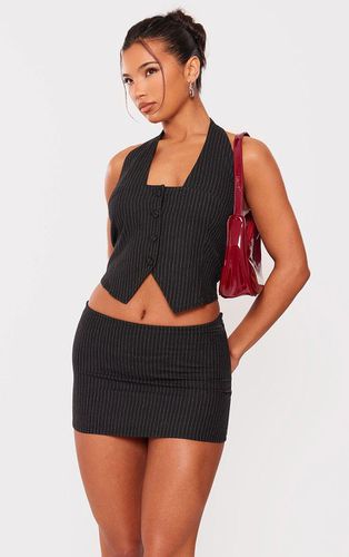 Womens Woven Pinstripe Halterneck Button Through Waistcoat - 16 - NastyGal UK (+IE) - Modalova