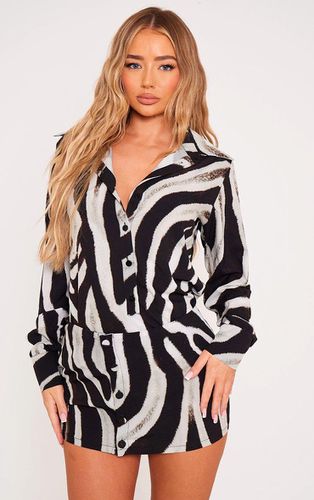 Womens Monochrome Zebra Print Button Skirt Detail Bodycon Dress - - 4 - NastyGal UK (+IE) - Modalova
