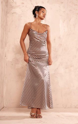 Womens Striped Satin Cowl Neck Maxi Dress - 4 - NastyGal UK (+IE) - Modalova