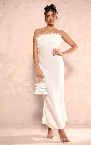 Womens Cream Satin Feather Bust Detail Maxi Dress - - 12 - NastyGal UK (+IE) - Modalova