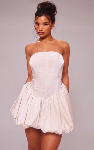 Womens Cream Bandeau Corset Puff Ball Hem Mini Dress - - 8 - NastyGal UK (+IE) - Modalova