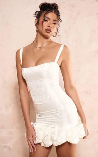 Womens Cream Jacquard Puff Ball Hem Mini Dress - - 6 - NastyGal UK (+IE) - Modalova