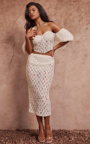 Womens Cream Textured Lace Midaxi Skirt - - 4 - NastyGal UK (+IE) - Modalova