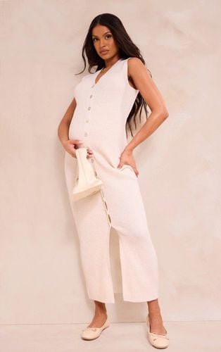 Womens Maternity Cream Knit Sleeveless Button Up Maxi Dress - - 14 - NastyGal UK (+IE) - Modalova