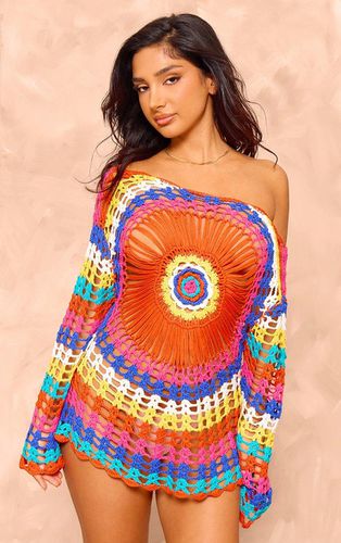Womens Petite Coloured Crochet Knit Long Sleeve Shift Dress - 6 - NastyGal UK (+IE) - Modalova
