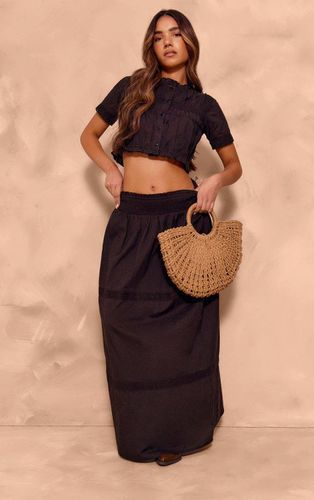 Womens Linen Look Broderie Detail Floaty Maxi Skirt - 10 - NastyGal UK (+IE) - Modalova