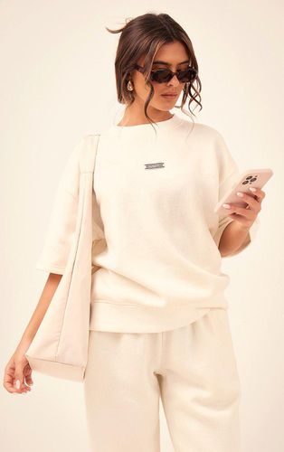 Womens Cream Badge Detail Oversized Short Sleeve Sweatshirt - - L - NastyGal UK (+IE) - Modalova