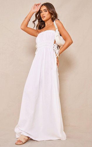 Womens Linen Look Elasticated Tie Bow Maxi Dress - 10 - NastyGal UK (+IE) - Modalova