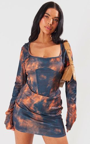 Womens Abstract Rib Corset Seam Square Neck Mini Bodycon Dress - 4 - NastyGal UK (+IE) - Modalova