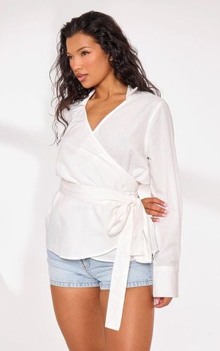 Womens Cream Linen Wrap Tie Oversize Shirt - - 10 - NastyGal UK (+IE) - Modalova