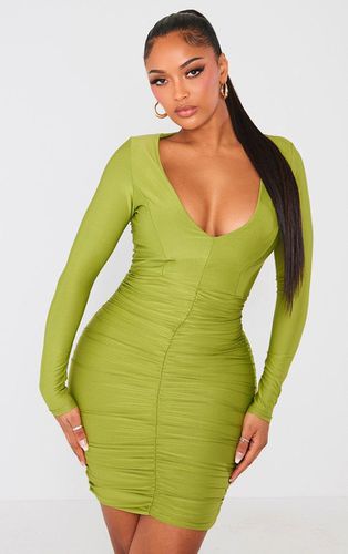 Womens Shape Olive Slinky Ruched Mini Dress - - 10 - NastyGal UK (+IE) - Modalova