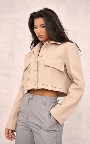 Womens Sand Wool Look Button Up Structured Crop Jacket - - XL - NastyGal UK (+IE) - Modalova