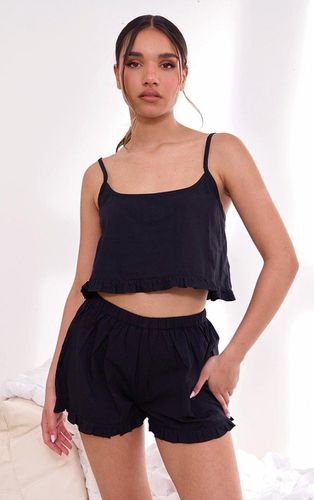Womens Woven Frill Edge Cami And Button Short Pj Set - XS - NastyGal UK (+IE) - Modalova