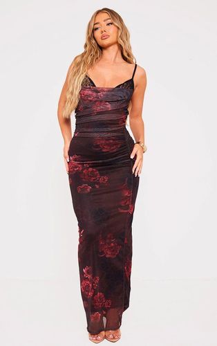 Womens Print Mesh Cowl Neck Lace Cup Detail Maxi Dress - 4 - NastyGal UK (+IE) - Modalova